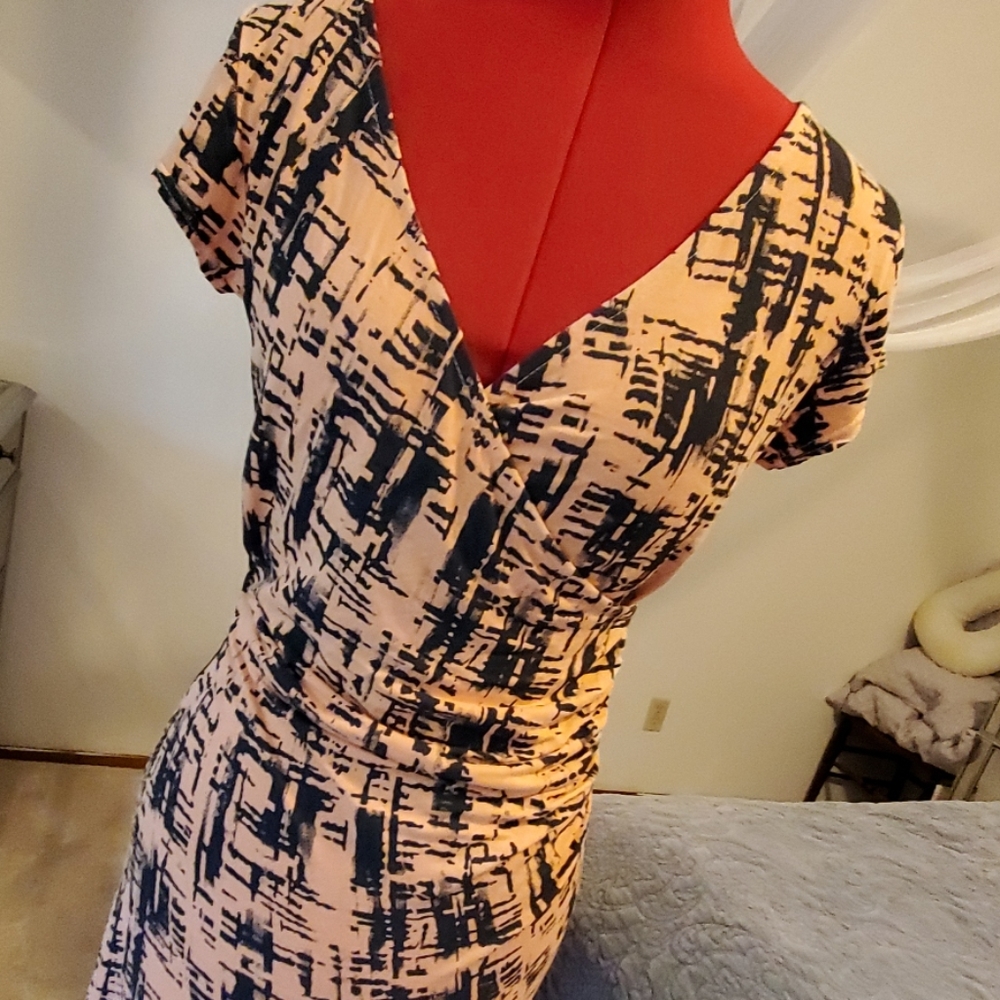PostCard wrap dress size small orange and black